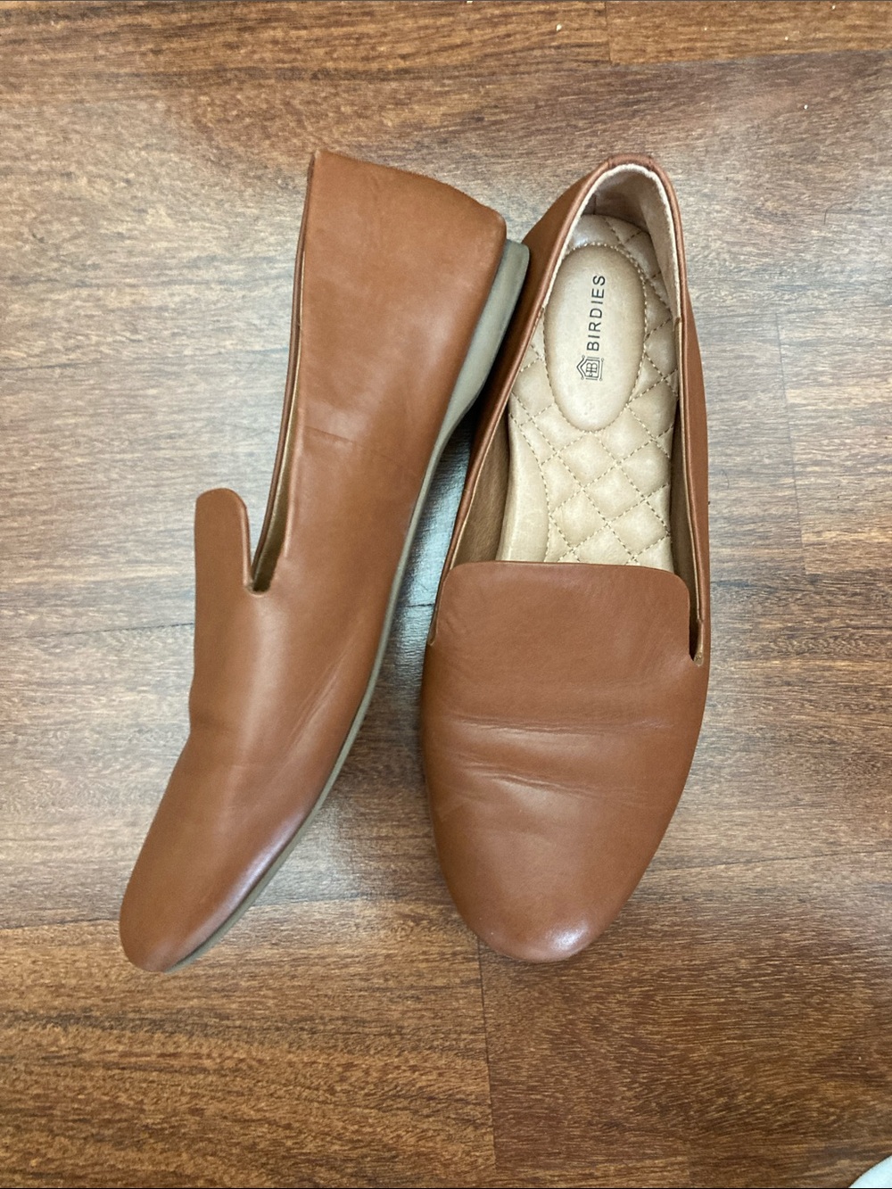 Birdies Cognac Brown Leather Slip-On Loafers Sz 7 - Picture 3 of 8